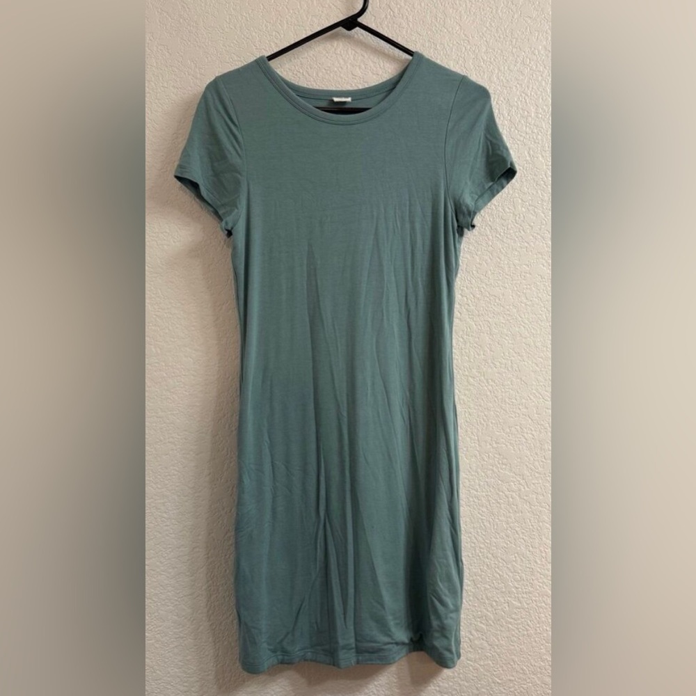 Aritzia Wilfred Free Teal Casual Fitted Crewneck T-Shirt Dress Size Large